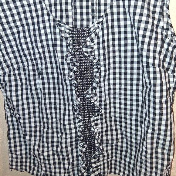 Katherine New York Sleeveless Gingham Plaid Black White Cotton Top XL - Picture 3 of 5